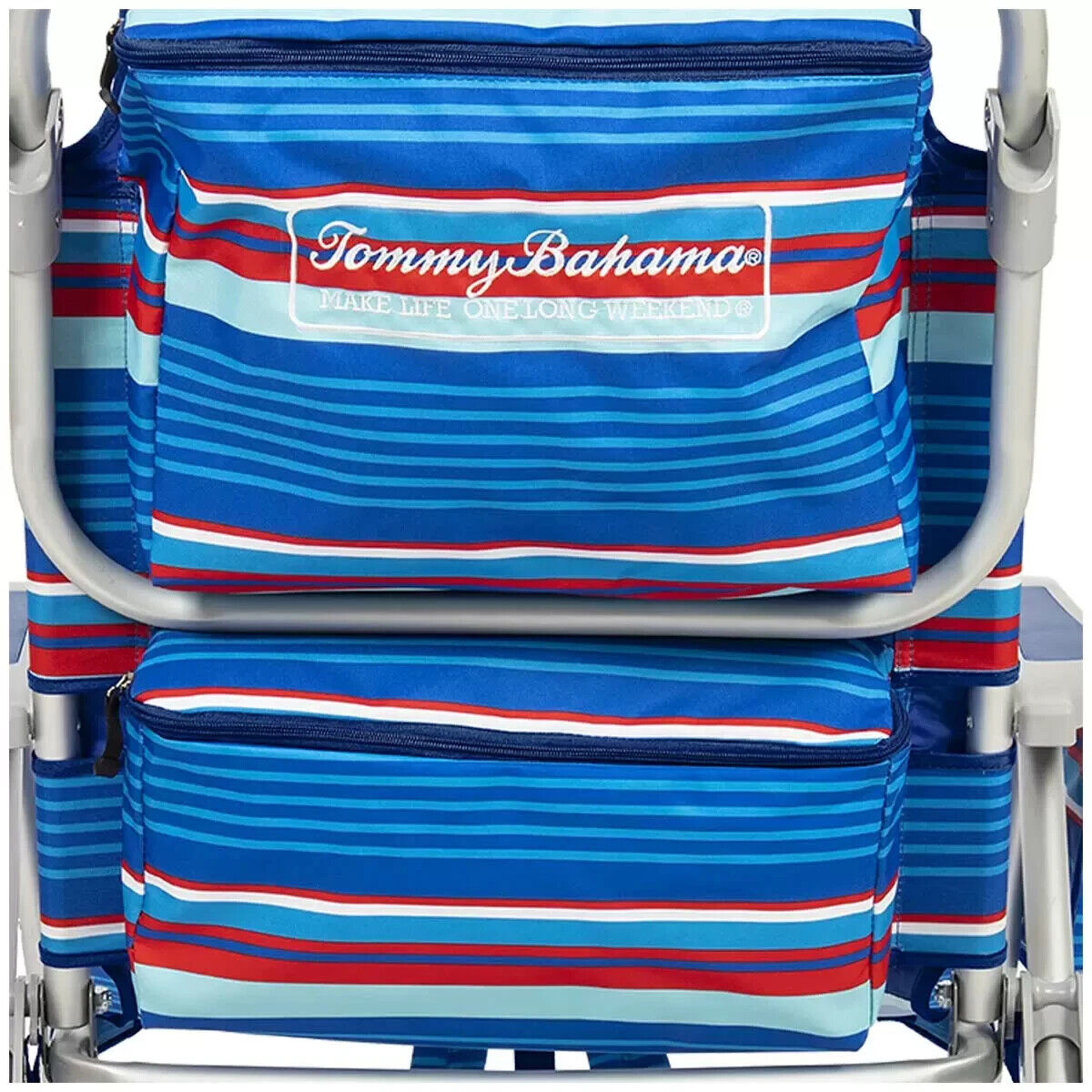 Tommy Bahama Beach Chair Backpack Folding Low Seat Lounge Summer Camping Blue