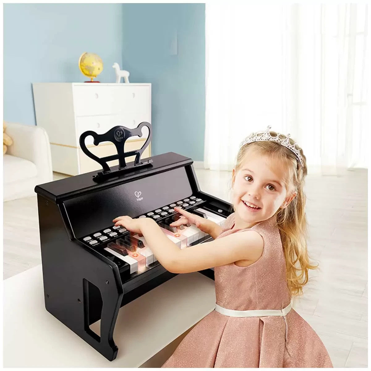 HAPE Learn with Lights Black 25 Keys Electric Piano for Kids 3 Years +