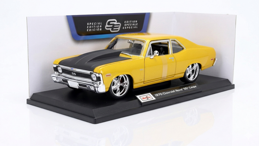 Maisto 1:18 1970 Chevrolet Nova SS Coupe (Yellow) Diecast – Special Edition