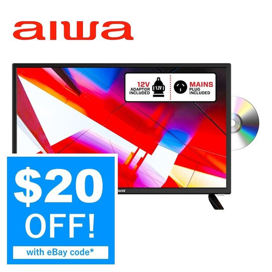 AIWA 24" Inch HD LED LCD TV with Built-In DVD Player Combo 12v for Caravan Car