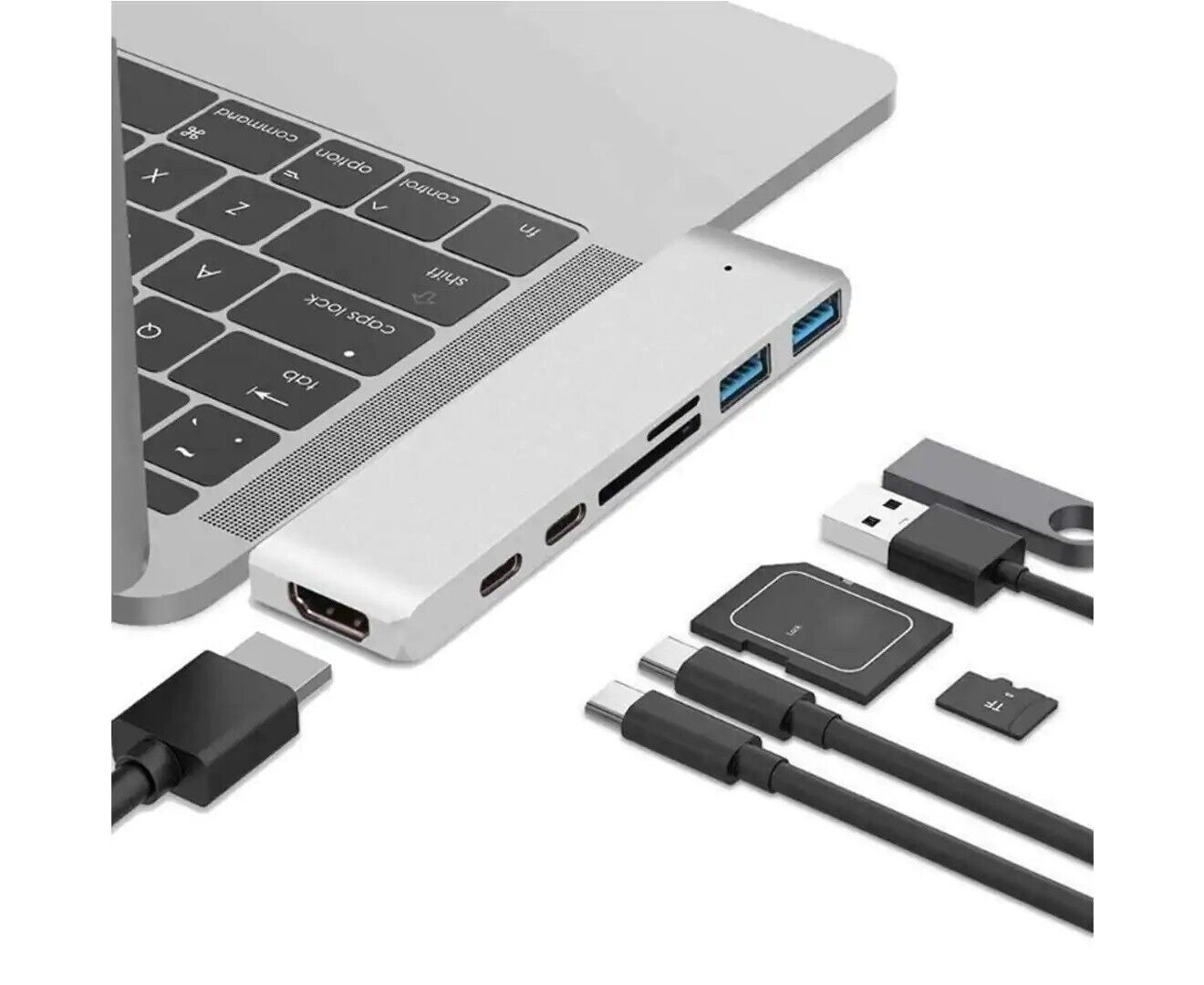 7in1 USB-C Type C HD Output 4K HDMI USB 3.0 Adapter SD TF CARD HUB MacBook Pro