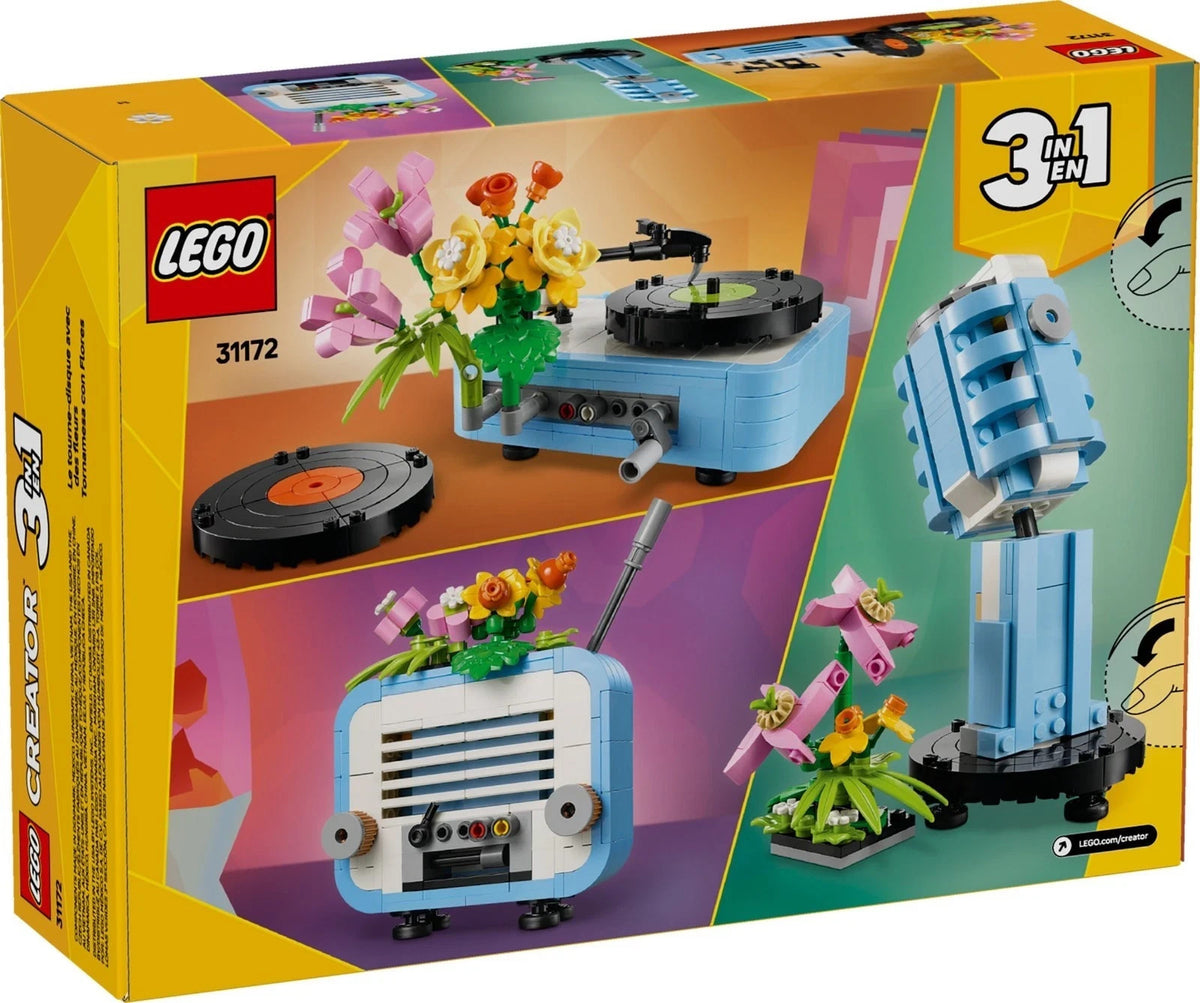 LEGO 31172 Creator 3in1 Record Player With Flowers Radio Microphone Retro BNISB