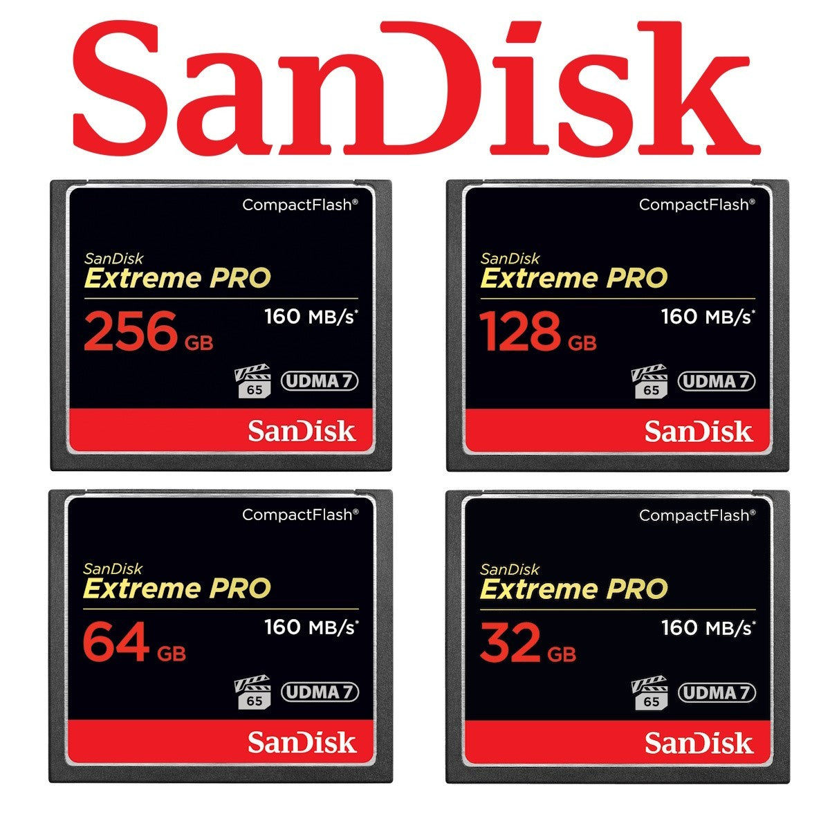 SANDISK 32GB/64GB/128GB/256GB EXTREME PRO COMPACTFLASH CARD 160MB/S CF for DC