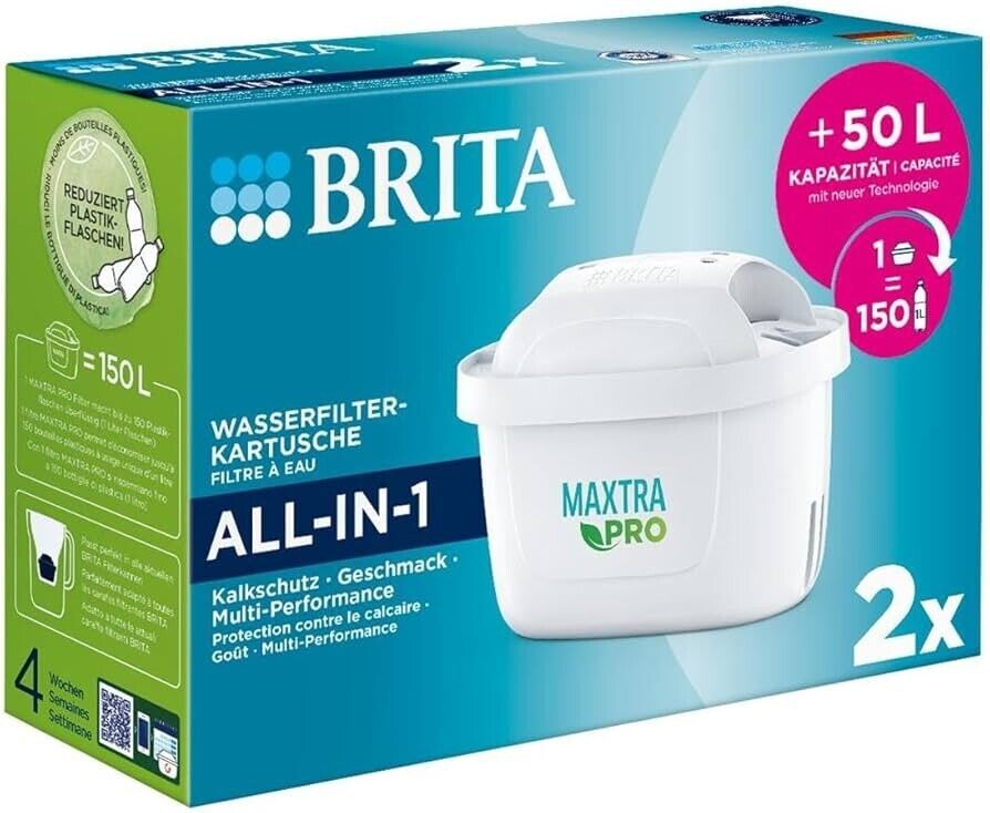 Brita Water Filter Jug 3.5L Aluna XL with 2 Brita Maxtra Pro Filter Cartridges