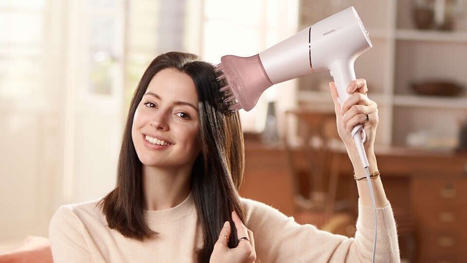 PHILIPS 5000 Hair Dryer BHD530/00 ThermoShield Sensor Fast Drying Pearl Peach