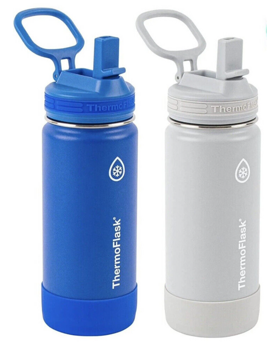 2x Kids ThermoFlask Double Wall Vacuum Insulated Stainless Steel Water Bottles