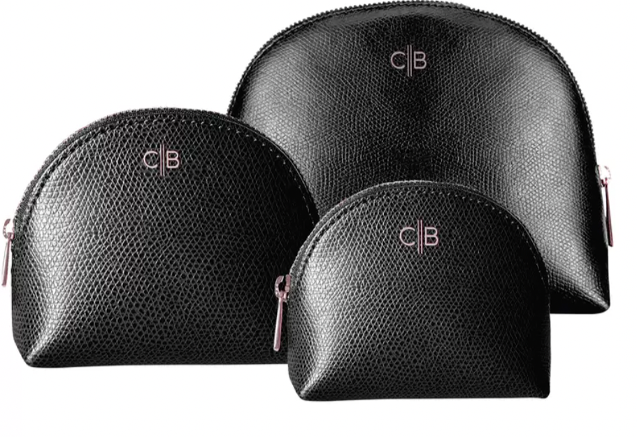 CB Saffiano Leather Travel Pouches Set of 3