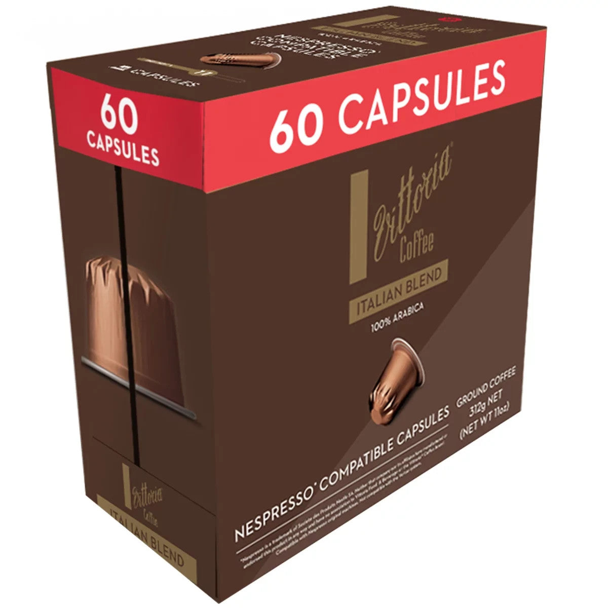 Vittoria Coffee 60-Pack Italian Coffee Pods Nespresso Compatible Capsules 312g