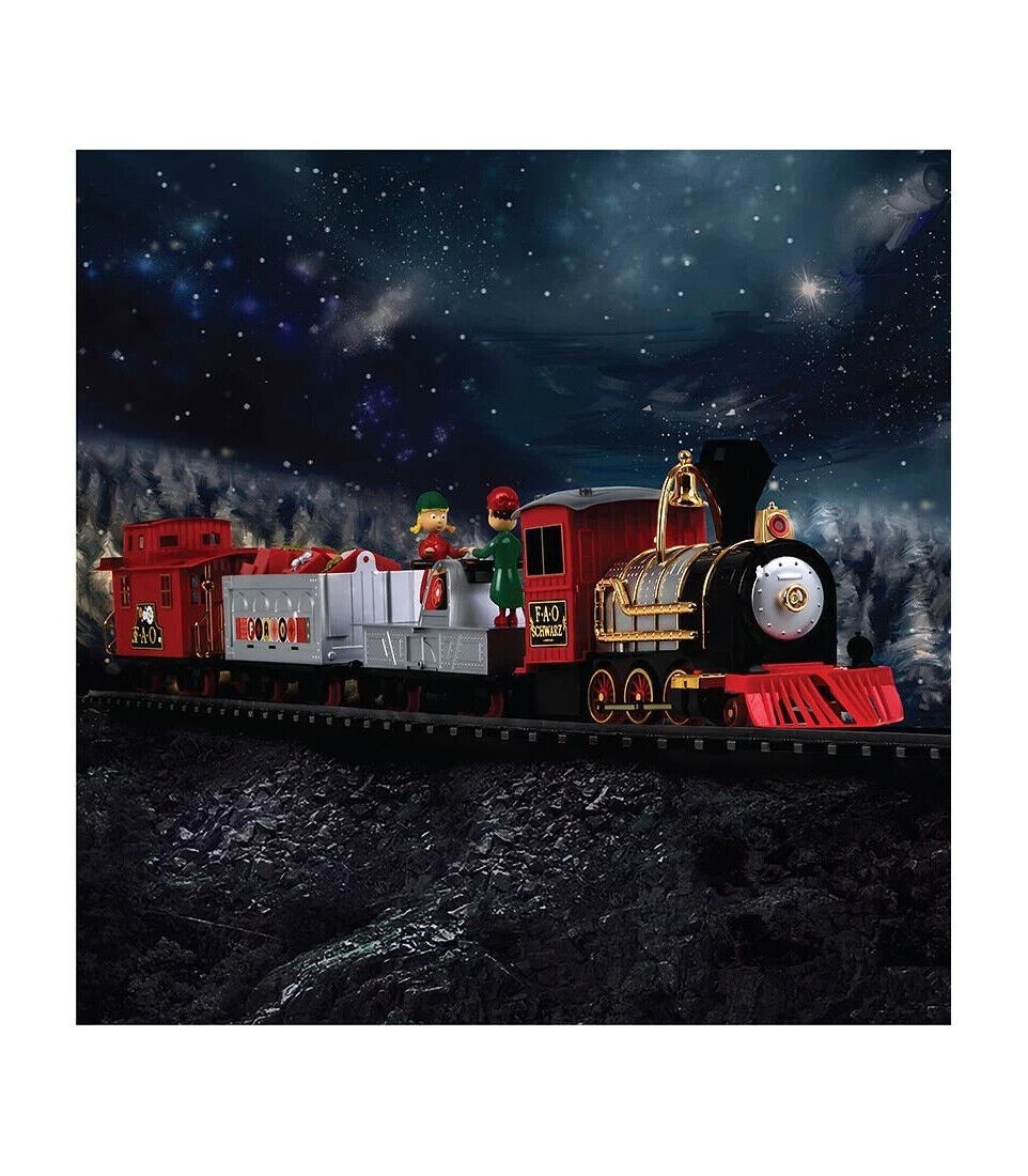 Fao Schwarz Motorized Train Set Rail Track with Real Lights  Sounds 34-Piece