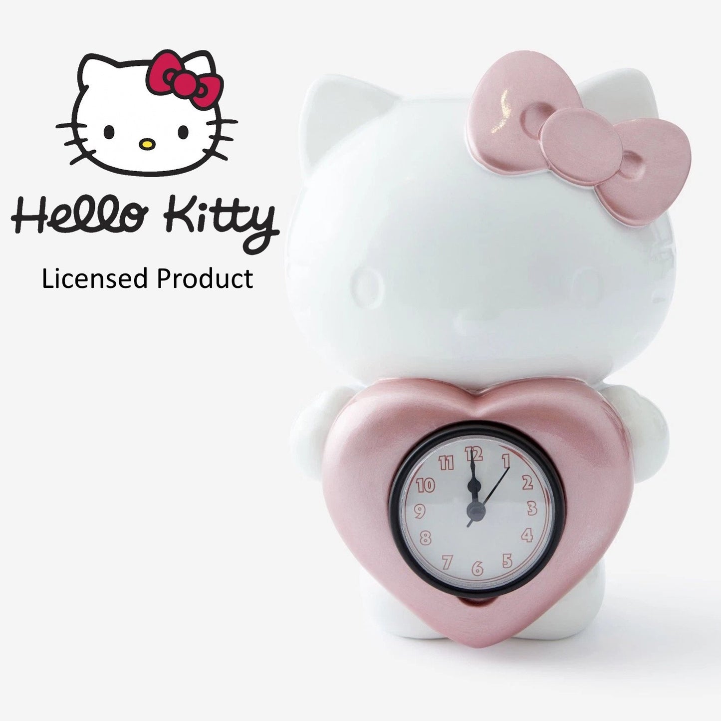 Licensed Hello Kitty Character Desk Clock Pink Heart Design Valentines Gift Idea