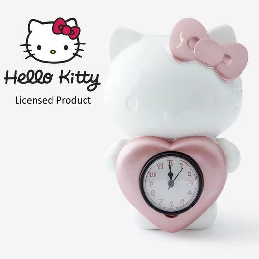 Licensed Hello Kitty Character Desk Clock Pink Heart Design Valentines Gift Idea