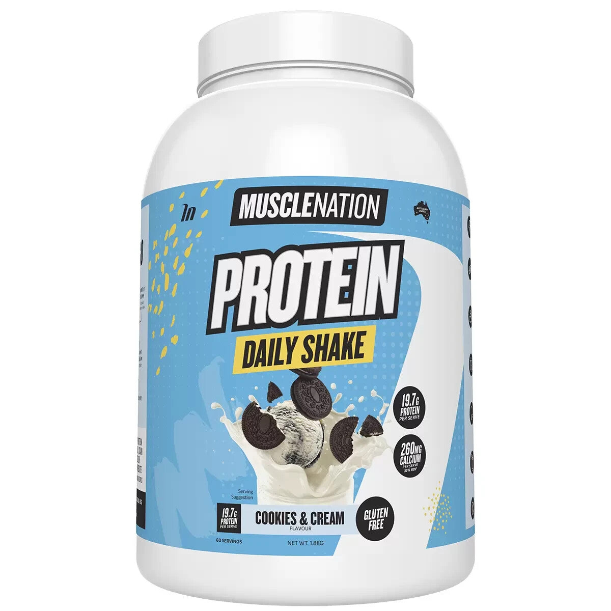 Muscle Nation Daily Shake Protein 1.8kg Cookie and Cream, Chocolate