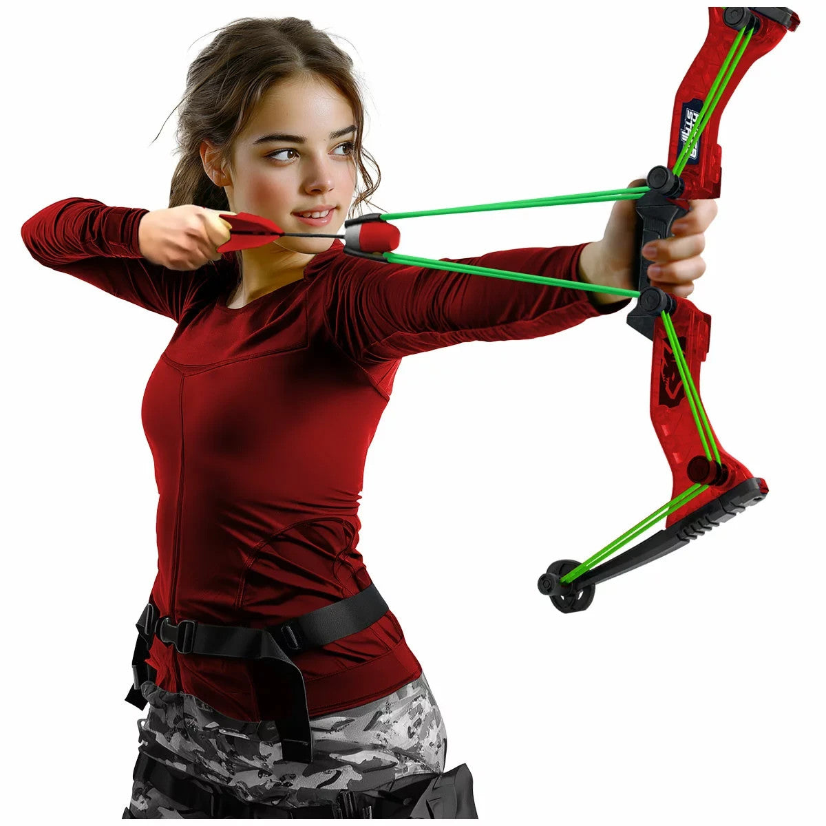 Hyper Strike Bow Set With 6 Arrows Red Kids Outdoor Toy w/ Soft Foam Tip Arrows