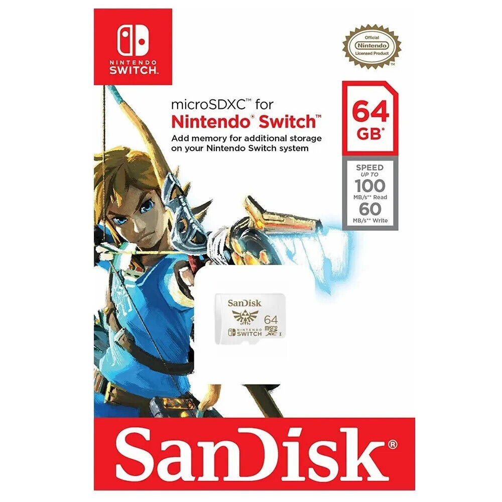 SanDisk Nintendo Switch Micro SD 64GB SDXC Memory Card Nintendo Licensed 100MB/s