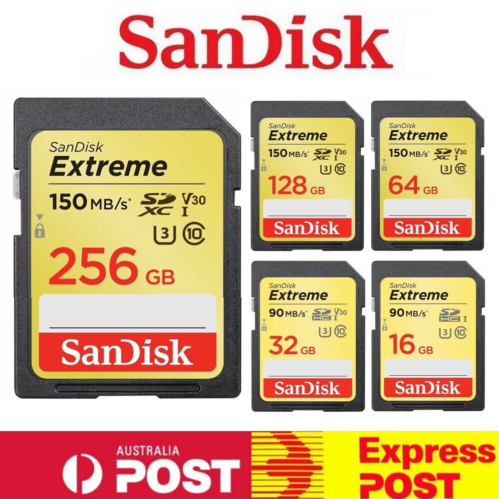 Sandisk Extreme SD 64G 32GB 128GB 16G SDHC SDXC Memory Card DSLR 4K 90MBs 150MBs