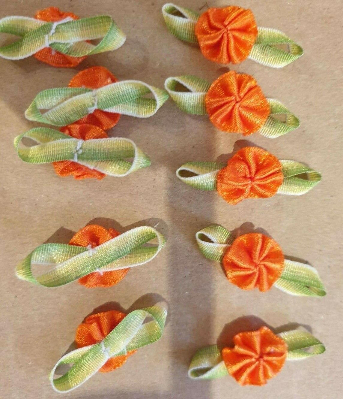 10x Handmade Ribbon Rosettes Fabric Flowers For Wedding,Clothes Embellishment
