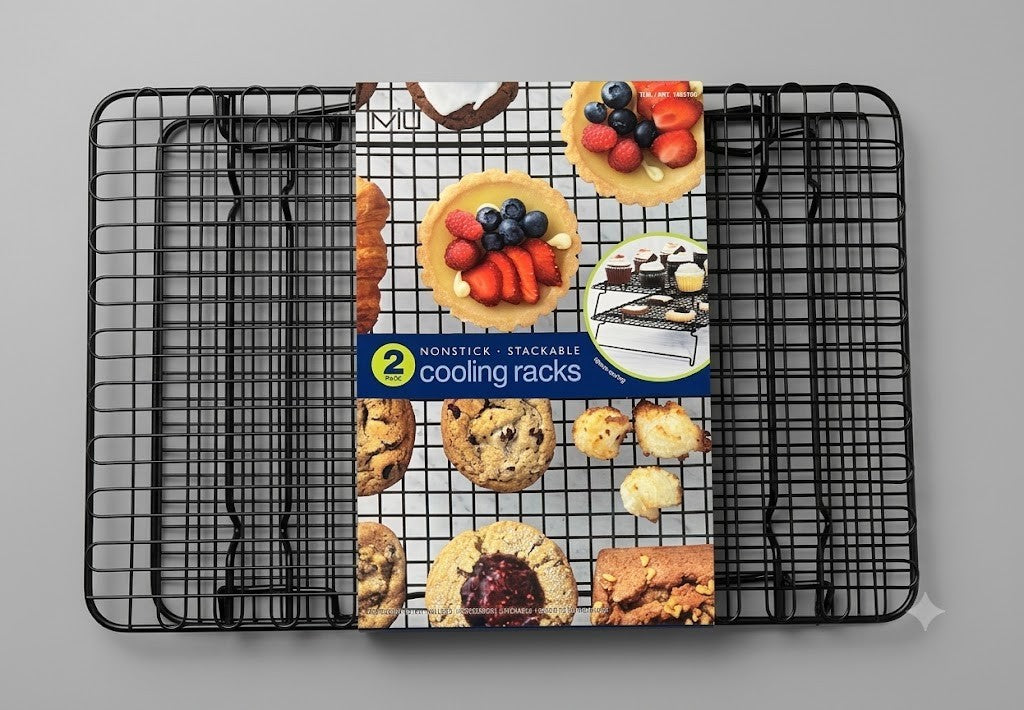 MiLi 2x Stackable Nonstick Black Mesh Cake Cooling Rack Foldable Baking Tray