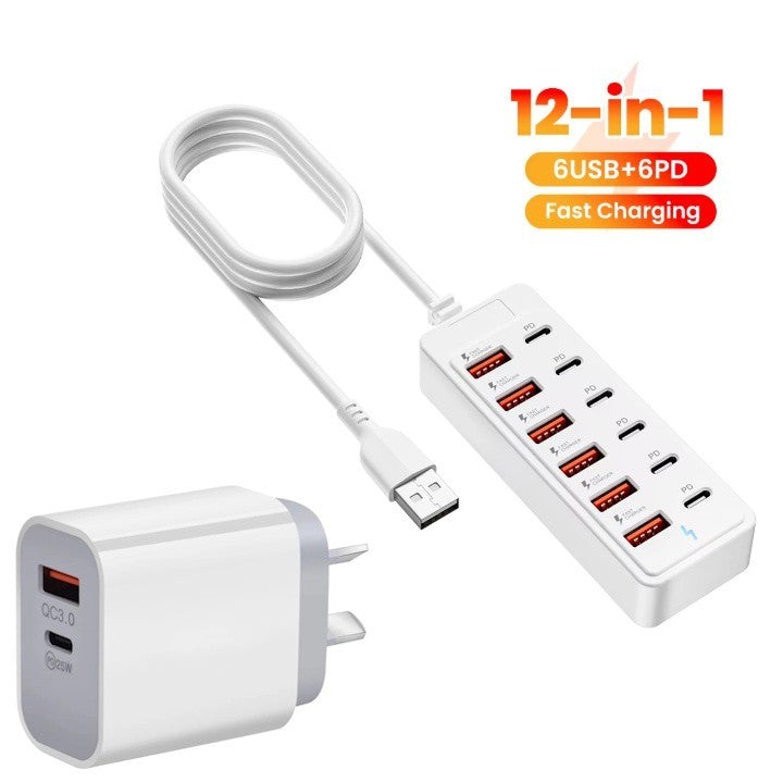 12 in 1 Charging Station Multiple Ports USB Hub NEW USB C A Charger Office