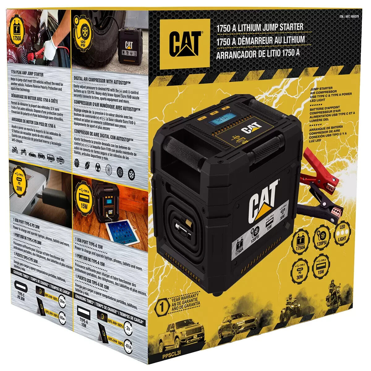 CAT 1750 Amp Car Jump Starter & Air Compressor Professional Grade Power Station