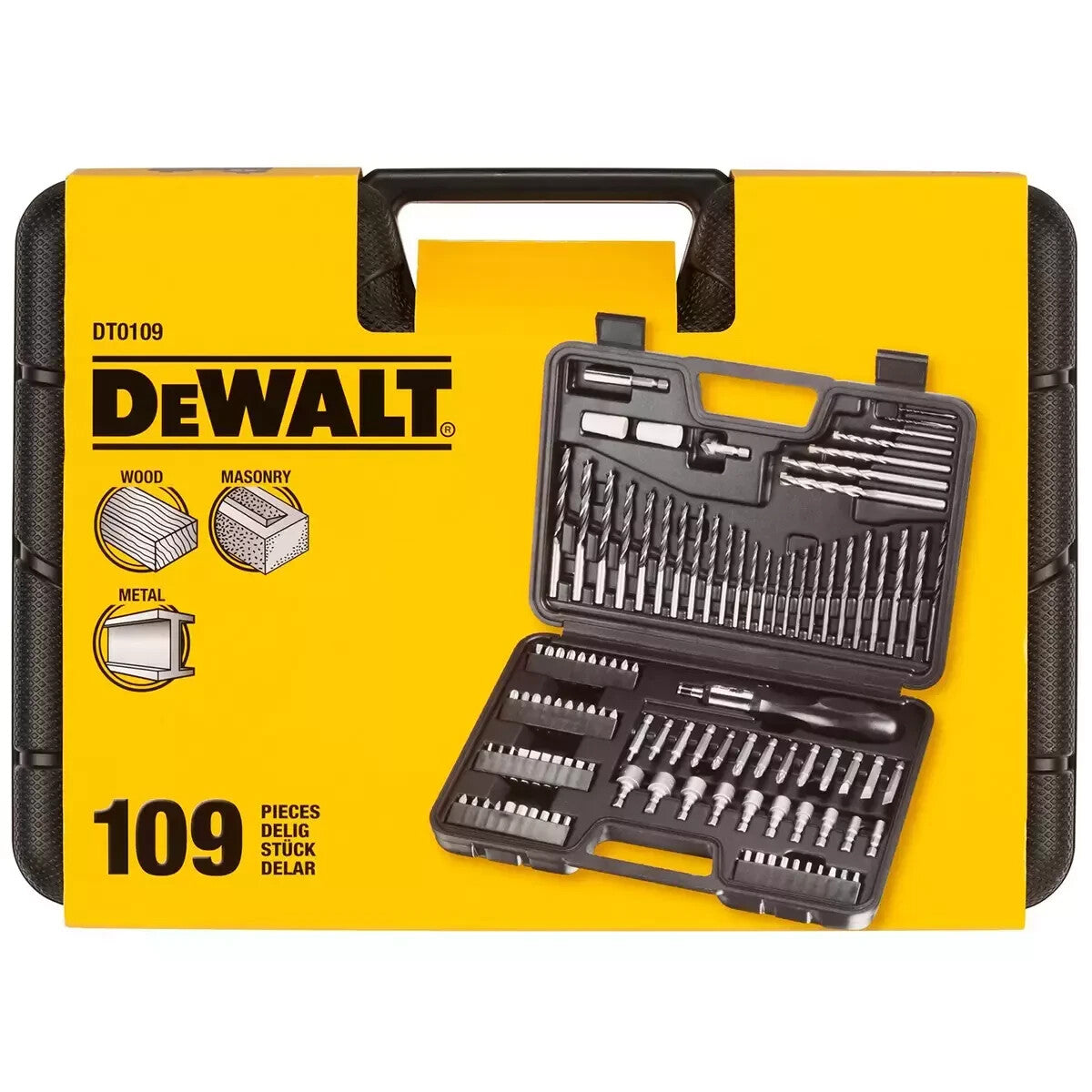 DeWALT 109 Piece Mixed Accessory Set Heavy Duty High Quality Reusable Carry Case