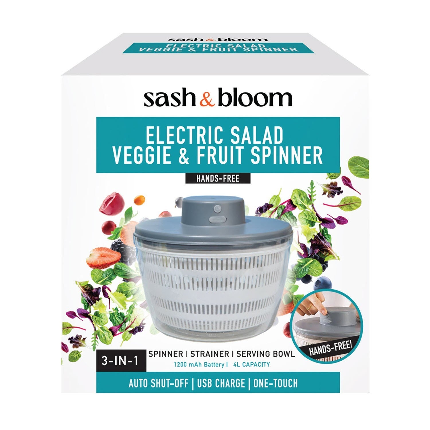 Sash & Bloom Electric Salad Veggie & Fruit Spinner
