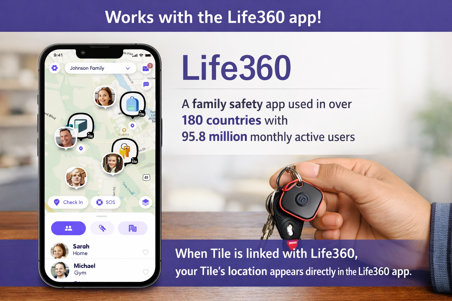 Life360 Tile - Bluetooth Tracker, Keys Finder Locator for iOS Android