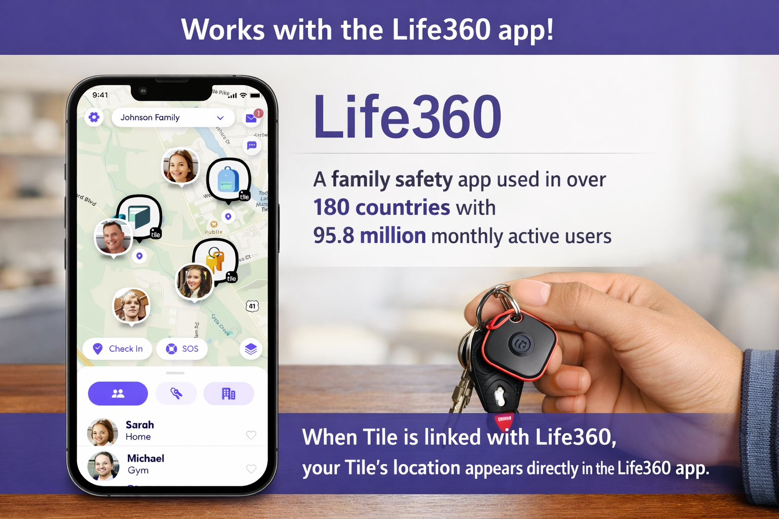 Life360 Tile - Bluetooth Tracker, Keys Finder Locator for iOS Android