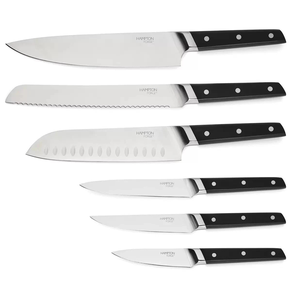 Hampton Forge Aero 10pc Knife Block Set Black | Forged Stainless Steel Blades