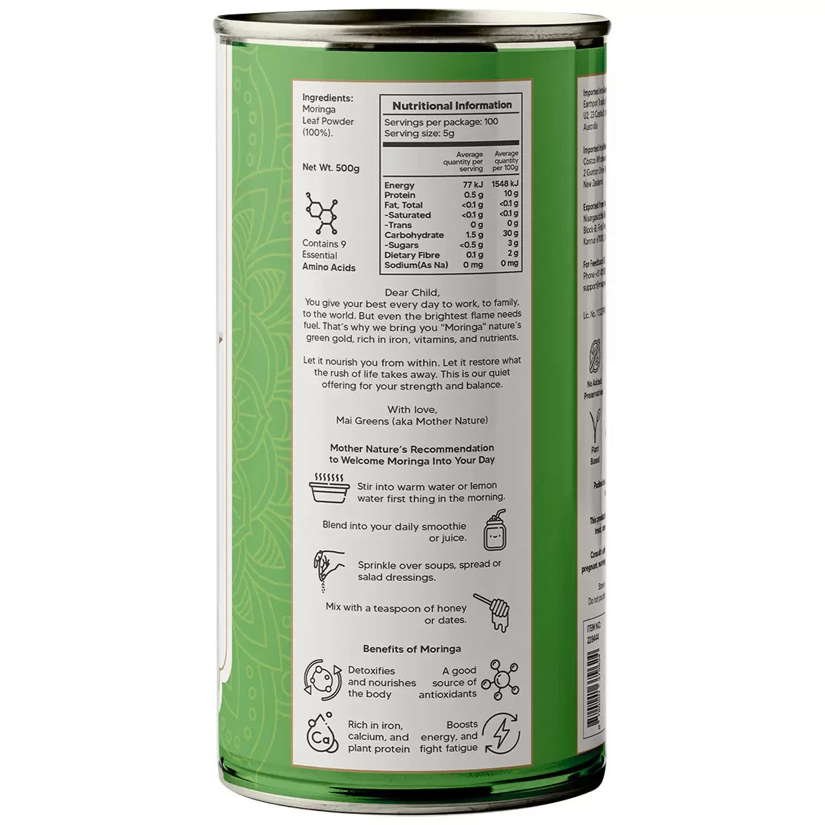 MAI GREENS MORINGA POWDER 500G