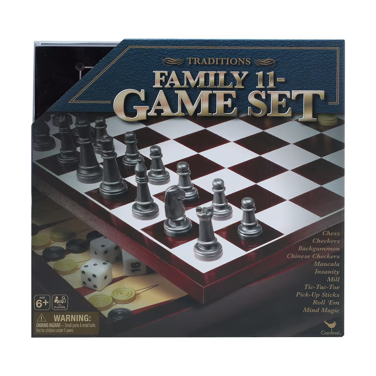 11-in-1 Family Wood Board Game Set Chess Chinese Checkers Backgammon Tic Tac Toe
