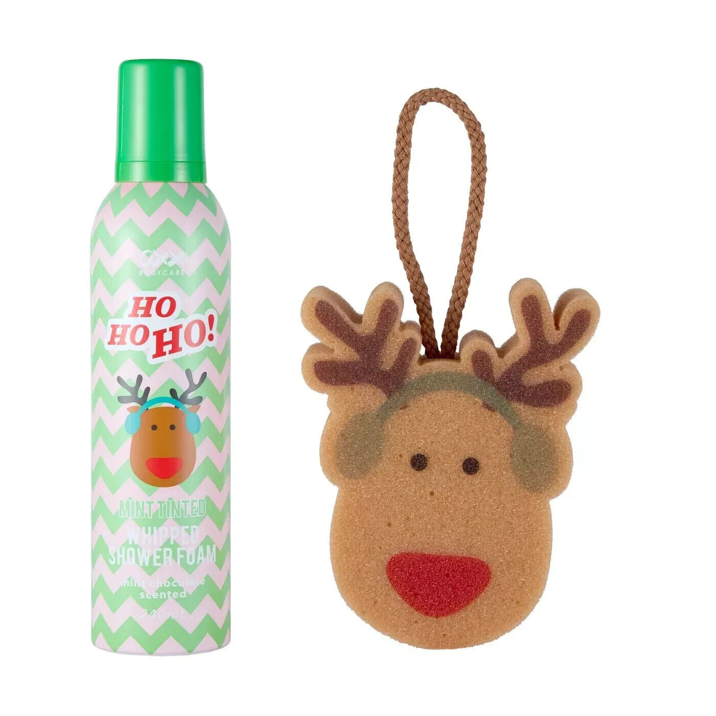 OXX Bodycare HO HO HO - Whipped Shower Foam Set with Reindeer Bath Sponge