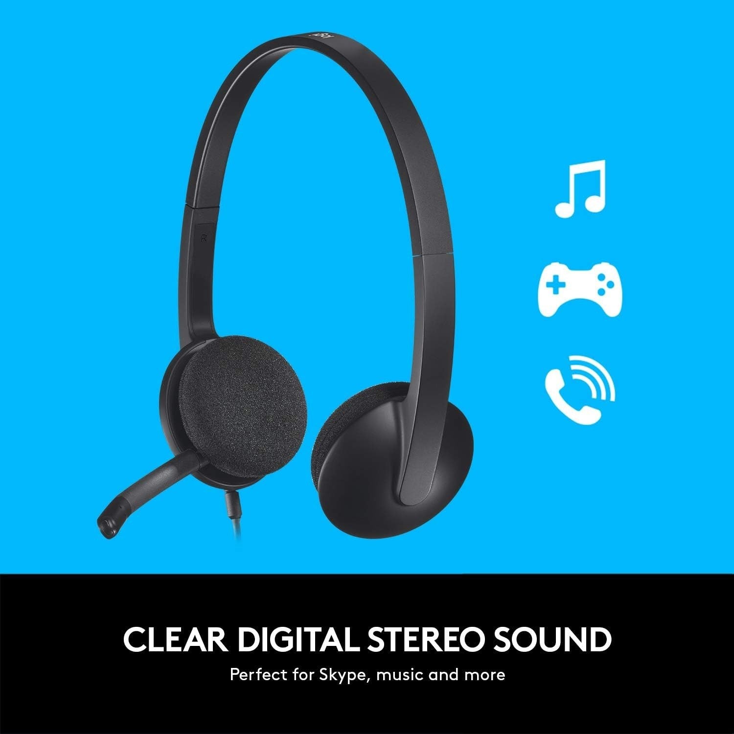 Logitech H340 Stereo Wired Over Ear Headphones Noise-Cancelling Mic New Sealed