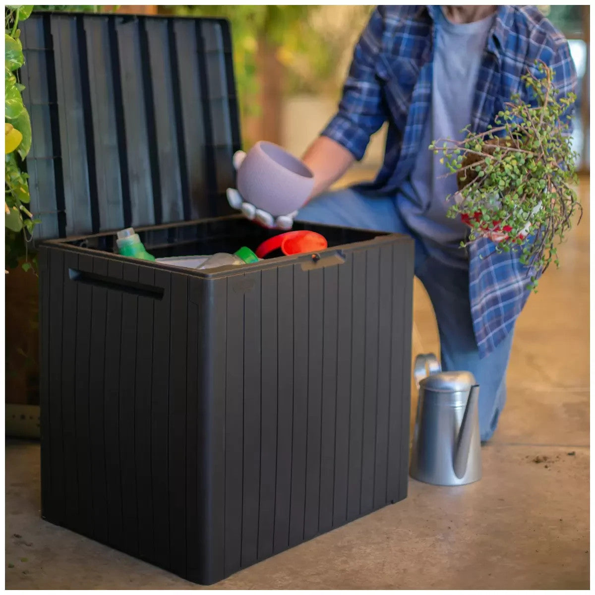 Keter City Box 2-IN-1 Storage 113L or Seat - Outdoor Weather Resistant Durable