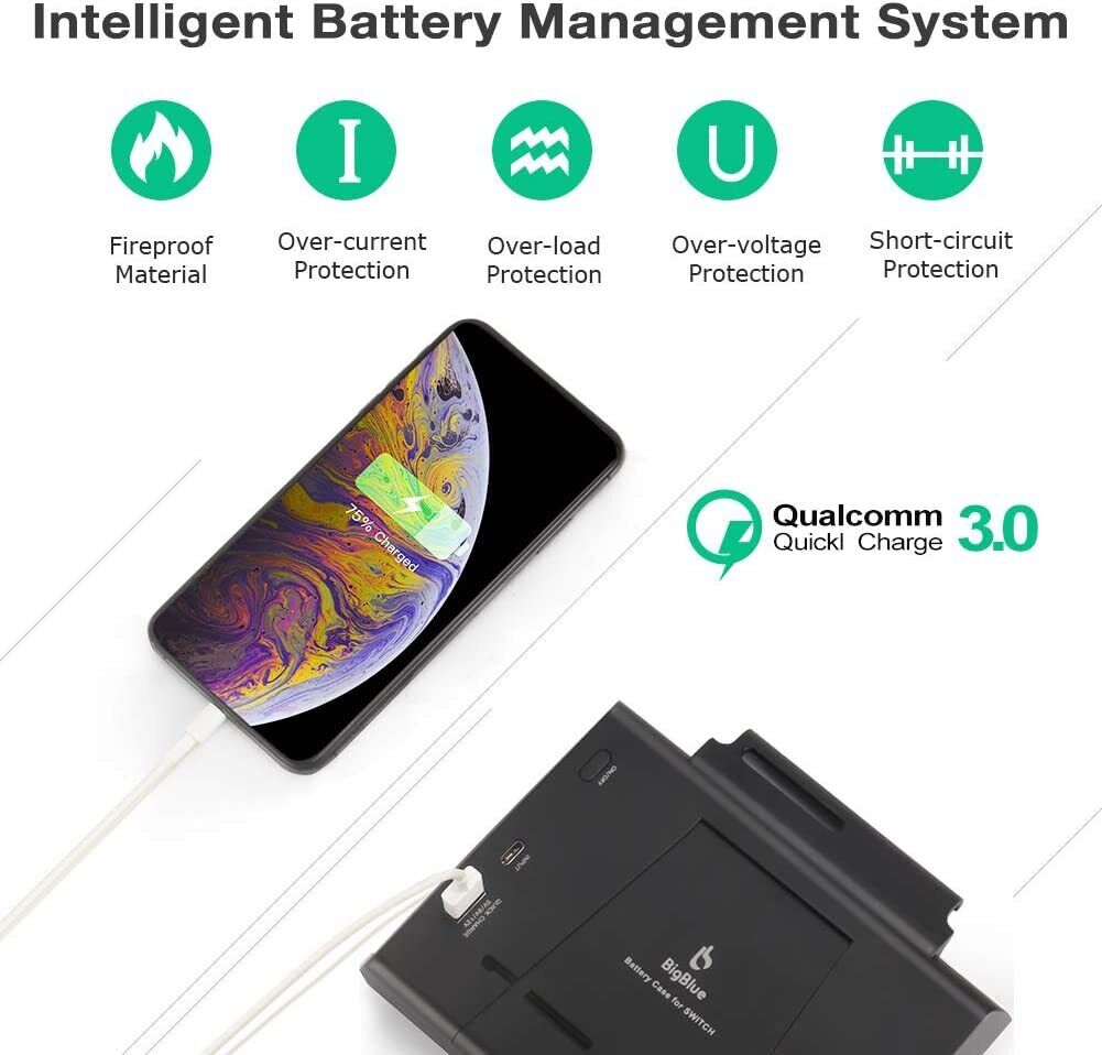 Battery Charger Case for Nintendo Switch with Joy-Con Grips Power Bank 5000mAh 