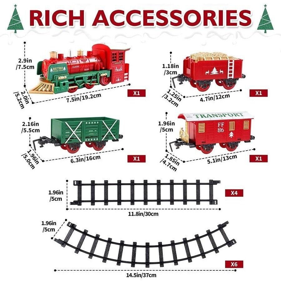Christmas Steam Train Set for Kids with Light & Sounds Smoke Effect 10 Track