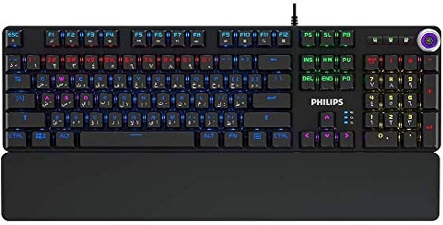 Philips SPK8605 RGB Mechanical Gaming Keyboard with Wrist Rest Pad, USB Wired