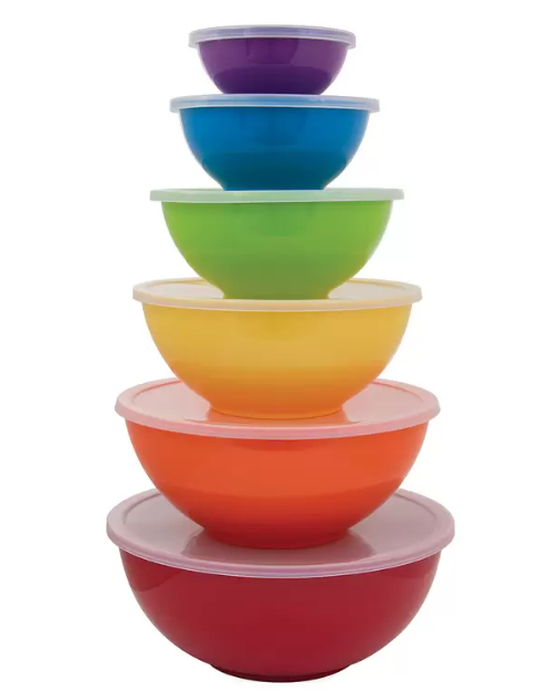 Sabatier Melamine Mixing Bowls with Lids Set of 6
