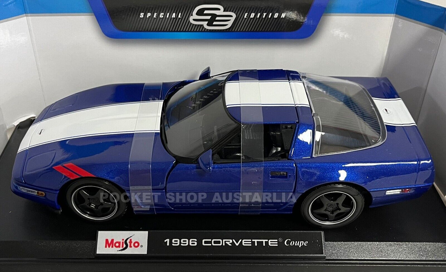 Maisto 1996 Corvette coupe 1:18 Blue Diecast Model Toy Sport Car