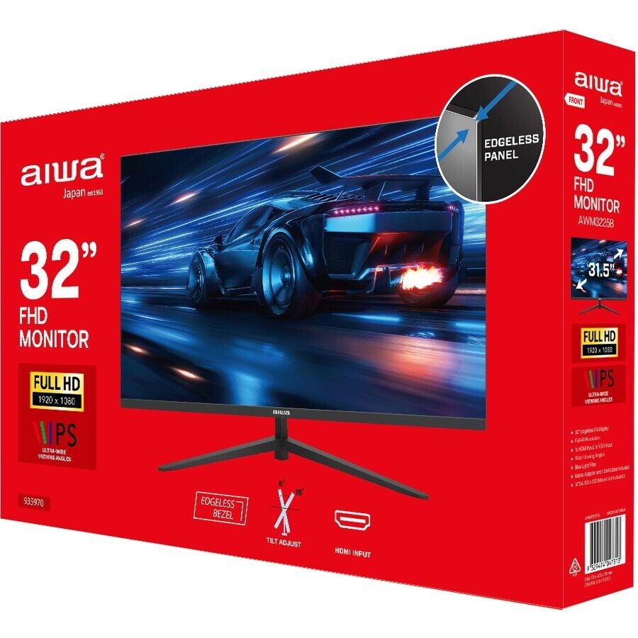 Aiwa Japan 32" Full HD IPS FHD Edgeless Monitor (1920 x 1080), 32 Inch  Computer