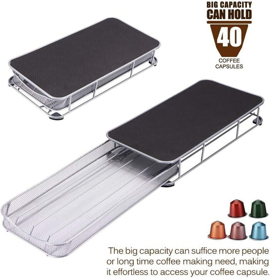 SCENIUM Coffee Pod Capsule Holder Drawer Stand Dispenser Storage Rack 40 Pods