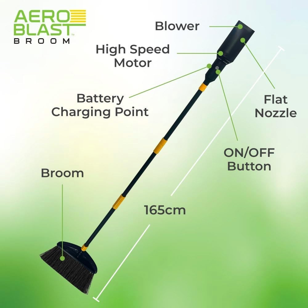 Aero Blast Broom AS SEEN ON TV Cordless BLOWER BROOM Cleaning RECHARGEABLE Too