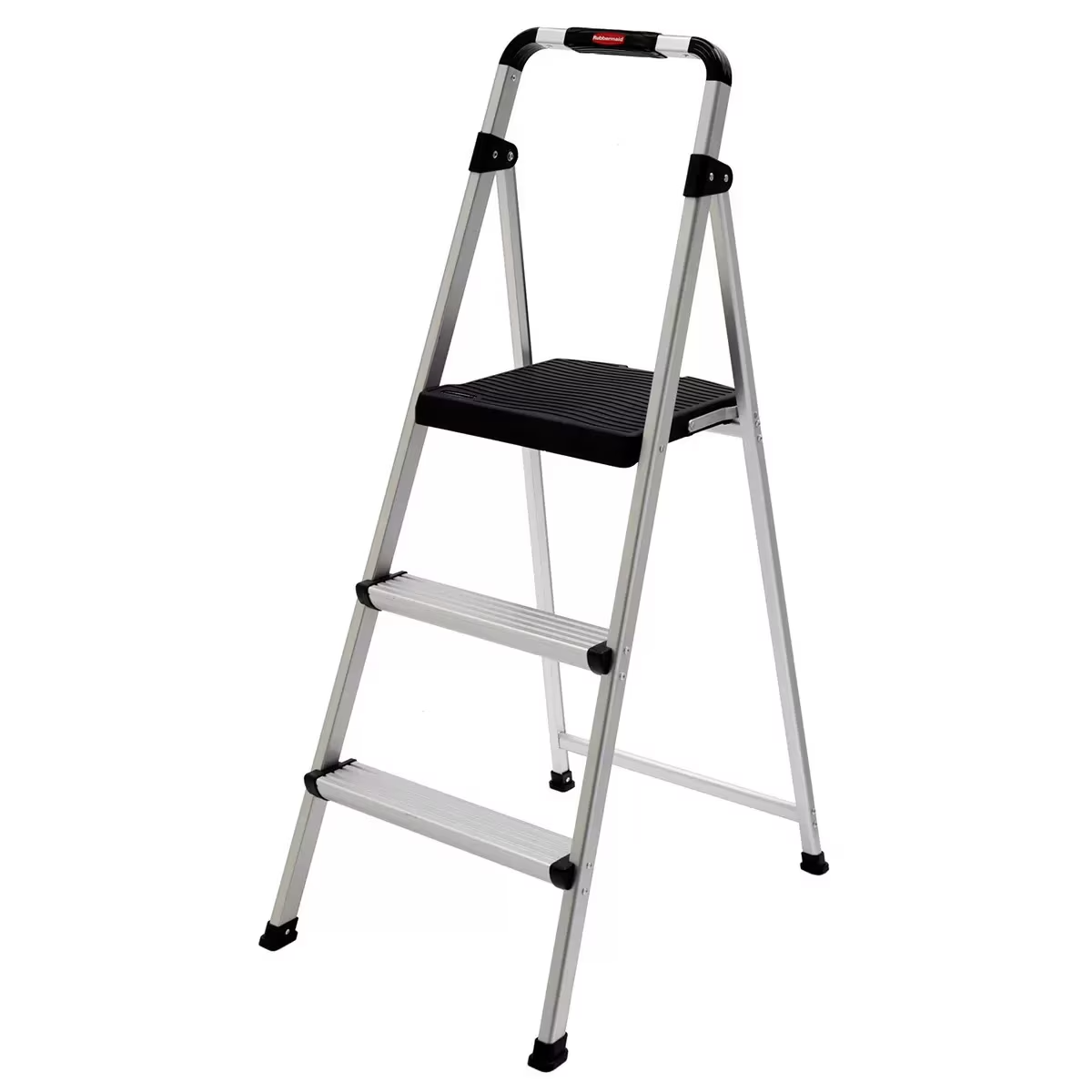 Rubbermaid 3 Step Ultra-Light Aluminum Stool w/ Plastic Top Step 102kg Capacity