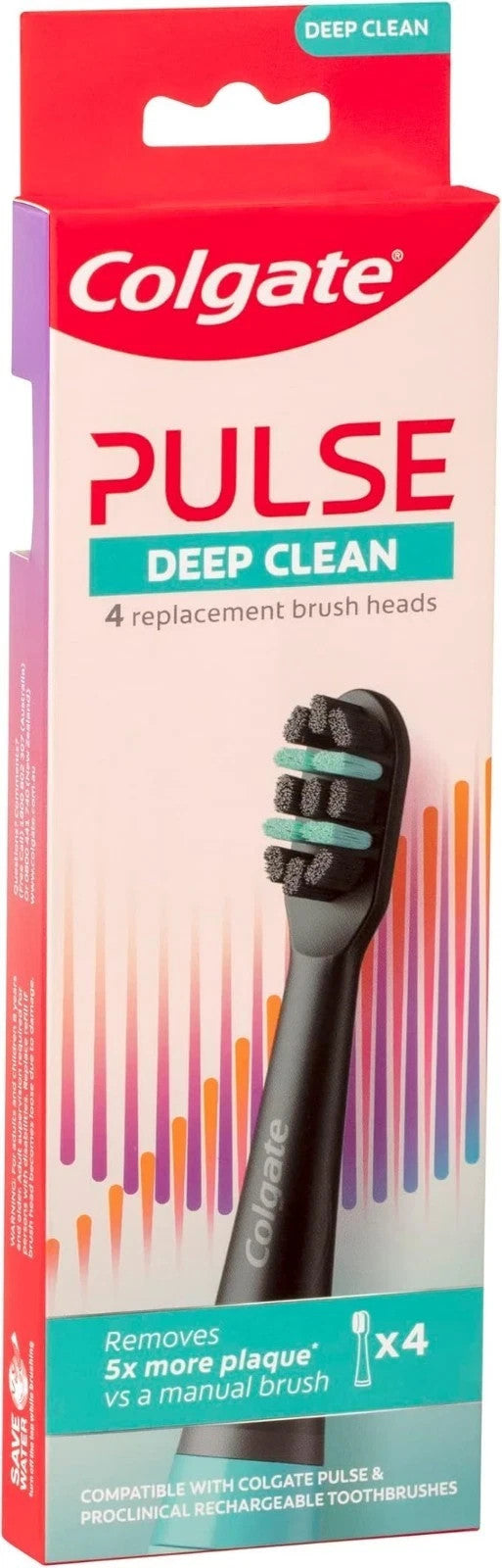 Colgate Pulse Deep Clean Electric Toothbrush Brush Head Refills, 4 Pack