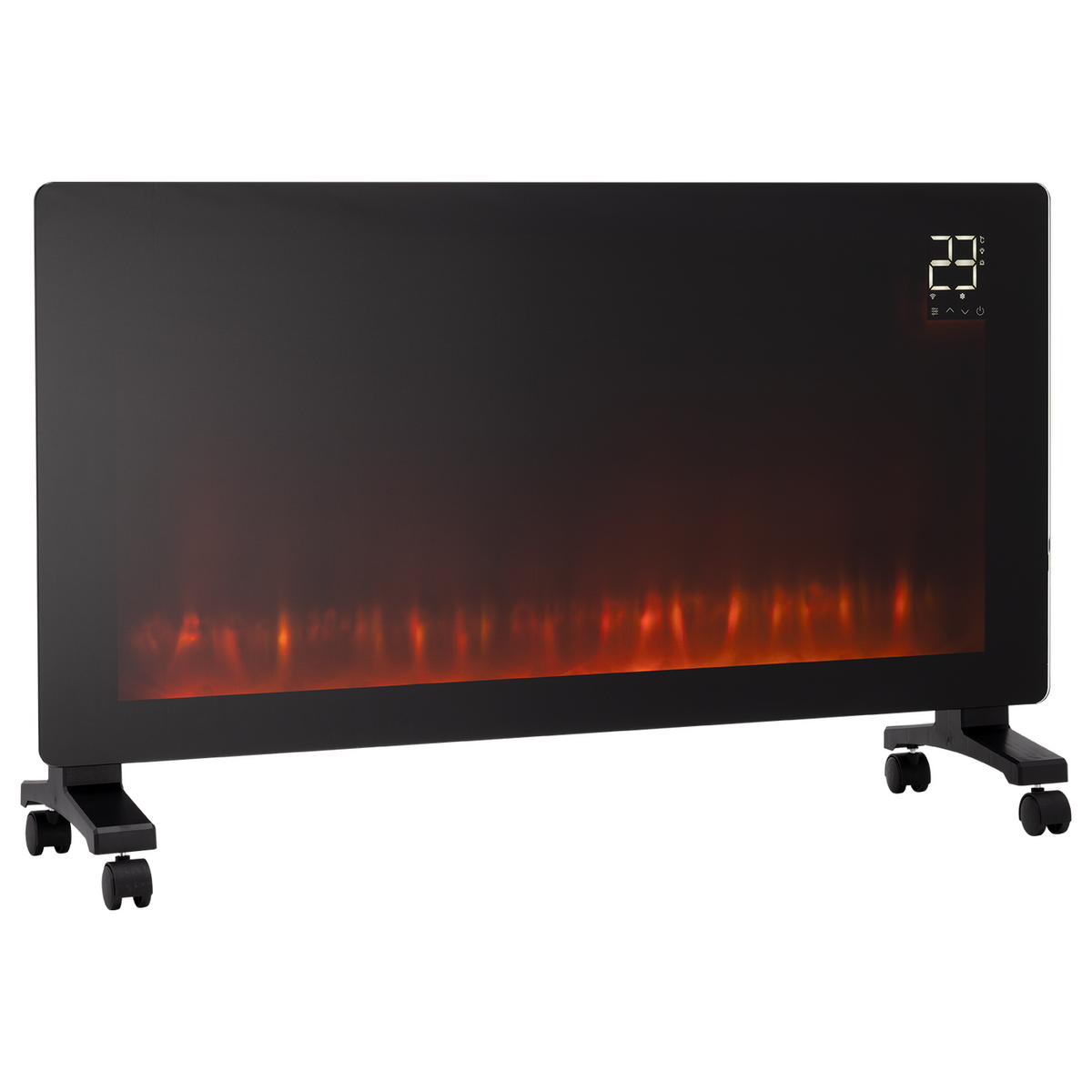 Arlec 2400W Smart Grid Connect Glass Panel Heater with Flame Effect