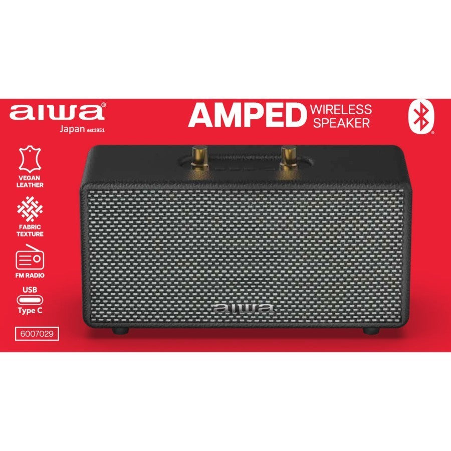 AIWA JAPAN AMPED Bluetooth Wireless Vegan Leather Rechargeable Portable Speaker