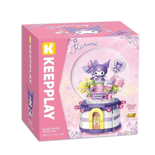 KeepPlay Sanrio Kuromi Sugar Bomb Music Box 328-Piece Building Bricks Playset