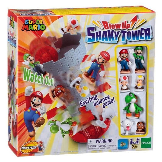 Super Mario Blow Up! Shaky Tower Board Game NEW 7 Figures