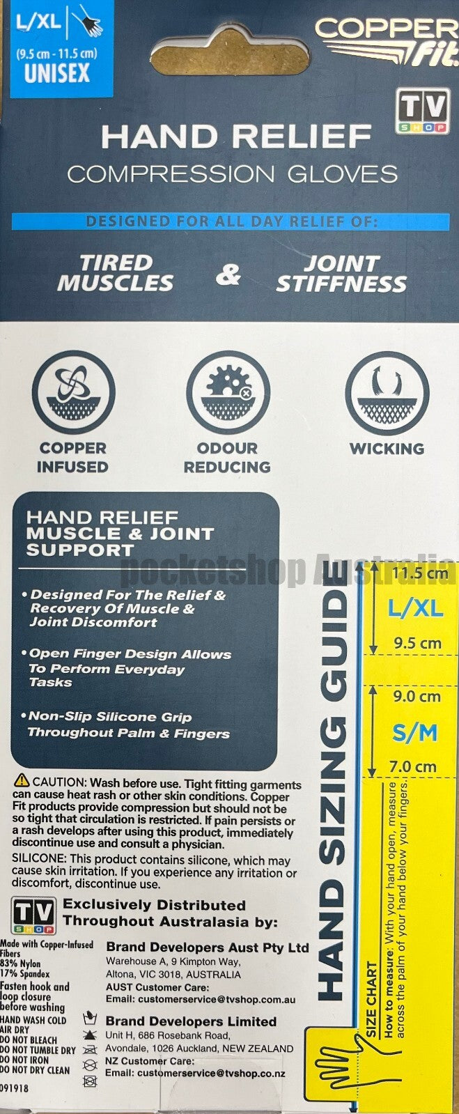 Copper Fit Muscle And Joint Support Compression Gloves - Large/Extra Large