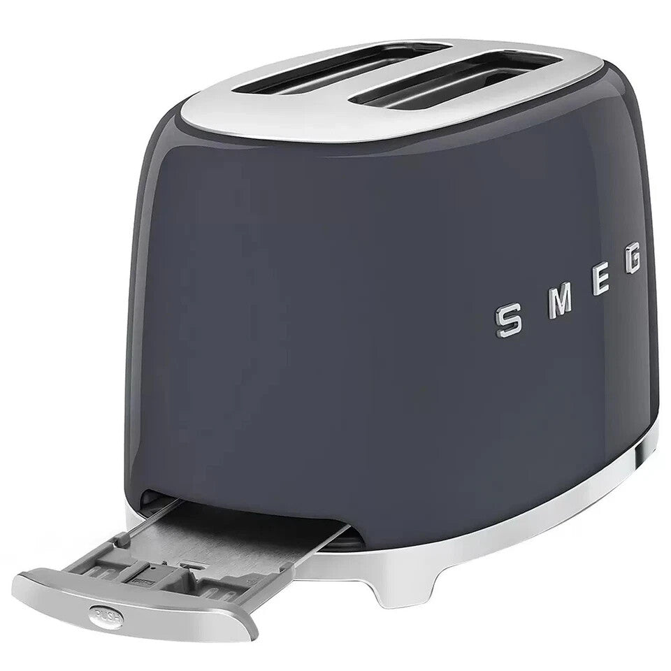 Smeg 50s Retro Style 2 Slice Toaster Slate Grey TSF01GRAU Black Kitchen Toasters