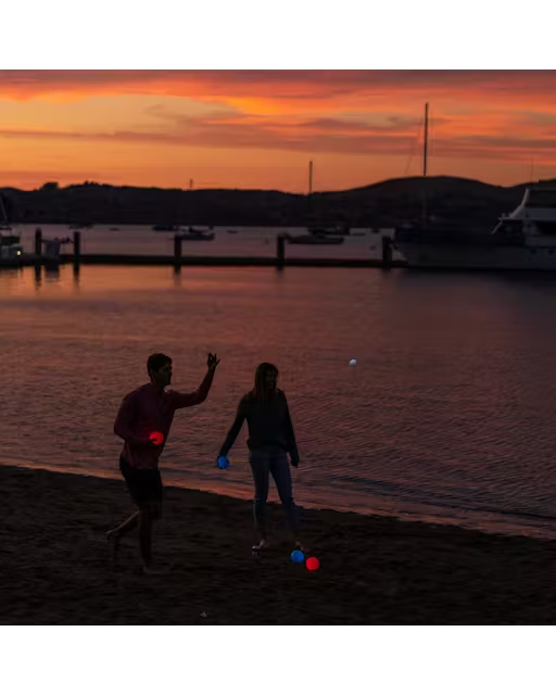 LED Bocce Ball Light Up Game Set, Lighted Glow in The Dark Set for Night, Day